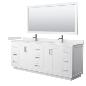 Wyndham Collection Miranda 84&quot Metal Double Bathroom Vanity in White/Nickel