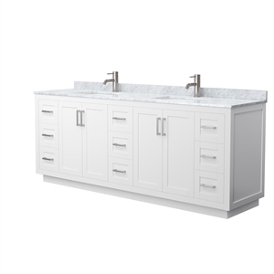 Wyndham Collection Miranda 84&quot Plywood Double Bathroom Vanity in Nickel/White
