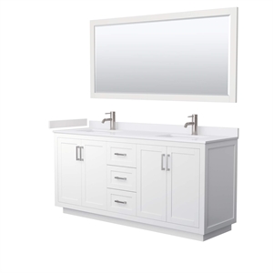 Wyndham Collection Miranda 72&quot Wood Double Bathroom Vanity in White/Nickel