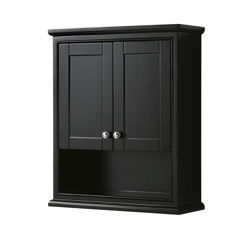 Wyndham Collection Deborah Wood Wall-Mounted Storage Cabinet in Espresso/Chrome