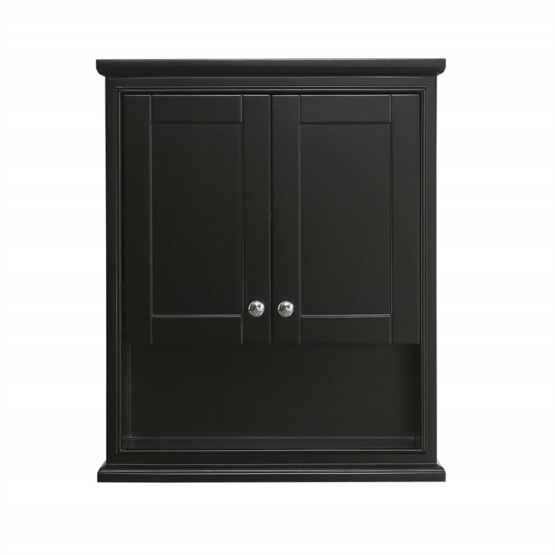 Wyndham Collection Deborah Wood Wall-Mounted Storage Cabinet in Espresso/Chrome