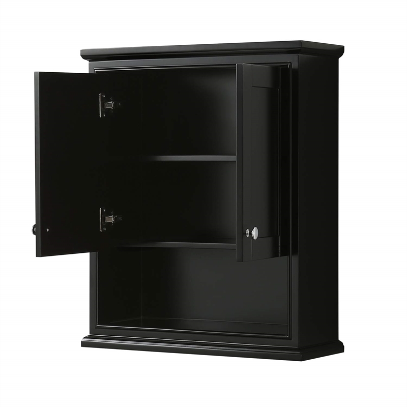 Wyndham Collection Deborah Wood Wall-Mounted Storage Cabinet in Espresso/Chrome
