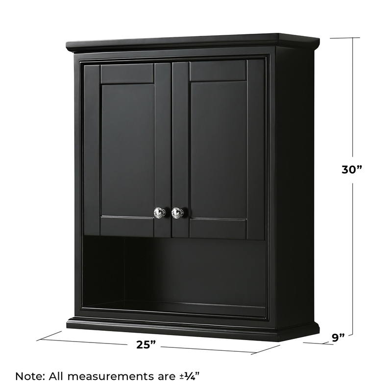 Wyndham Collection Deborah Wood Wall-Mounted Storage Cabinet in Espresso/Chrome