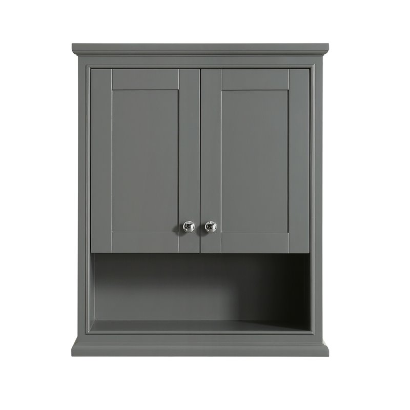 Wyndham Collection Deborah Wood Bathroom Wall-Mounted Storage Cabinet in Gray