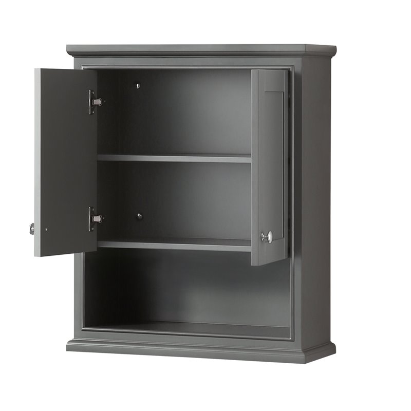Wyndham Collection Deborah Wood Bathroom Wall-Mounted Storage Cabinet in Gray
