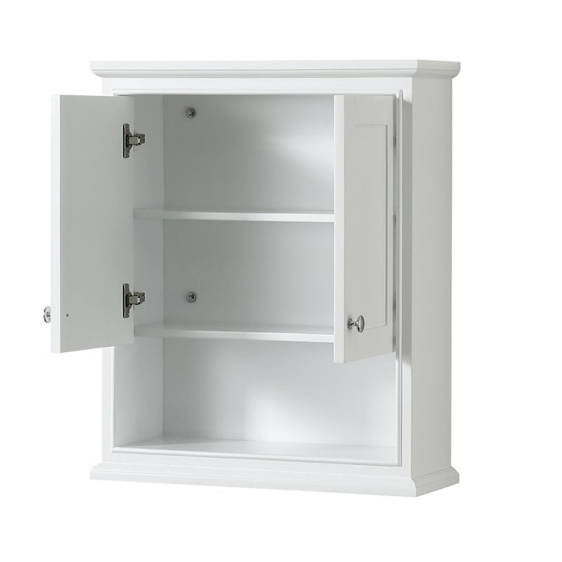 Wyndham Collection Deborah Wood Bathroom Wall-Mounted Storage Cabinet in White