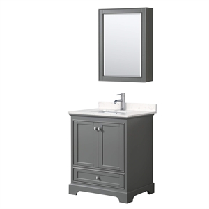 Wyndham Collection Deborah 30&quot Cabinet Wood Single Bathroom Vanity in Dark Gray
