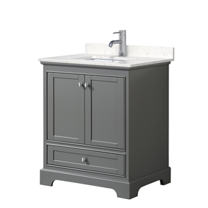 Wyndham Collection Deborah 30&quot No Mirror Wood Single Bathroom Vanity in Gray