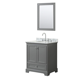Wyndham Collection Deborah 30&quot Oval Sink Wood Single Bathroom Vanity in Gray