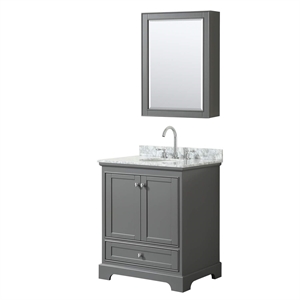 Wyndham Collection Deborah 30&quot Cabinet Wood Single Bathroom Vanity in Gray