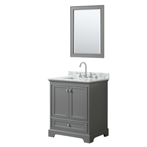 Wyndham Collection Deborah 30&quot Square Sink Wood Single Bathroom Vanity in Gray