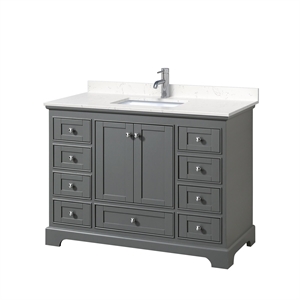Wyndham Collection Deborah 48&quot Square Sink Wood Single Bathroom Vanity in Gray