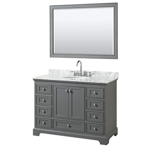 Wyndham Collection Deborah 48&quot Oval Sink Wood Single Bathroom Vanity in Gray