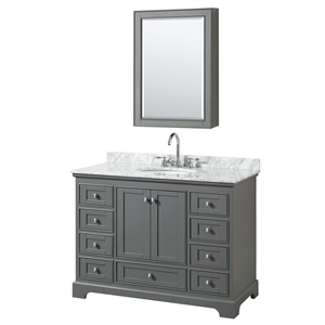 Wyndham Collection Deborah 48&quot Oval-Sink Wood Single Bathroom Vanity in Gray