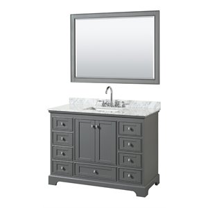 Wyndham Collection Deborah 48&quot Square-Sink Wood Single Bathroom Vanity in Gray