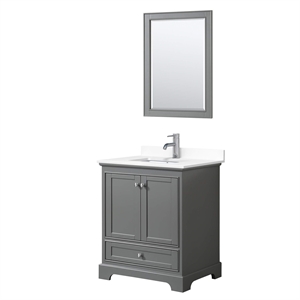 Wyndham Collection Deborah 30&quot Plywood Single Bathroom Vanity in Gray/Chrome