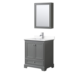 Wyndham Collection Deborah 30&quot Wood Single Bathroom Vanity in Gray/Chrome