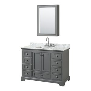 Wyndham Collection Deborah 48&quot Wood & Carrara Single Bathroom Vanity in Gray