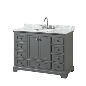 Wyndham Collection Deborah 48&quot No-Mirror Wood Single Bathroom Vanity in Gray