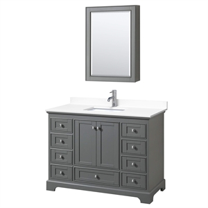 Wyndham Collection Deborah 48&quot Wood Single Bathroom Vanity in Gray/Chrome