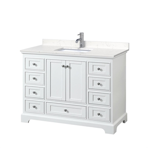 Wyndham Collection Deborah 48&quot No Mirror Wood Single Bathroom Vanity in White