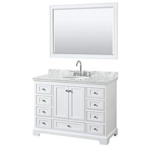 Wyndham Collection Deborah 48&quot Oval Sink Wood Single Bathroom Vanity in White