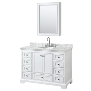 Wyndham Collection Deborah 48&quot Oval-Sink Wood Single Bathroom Vanity in White