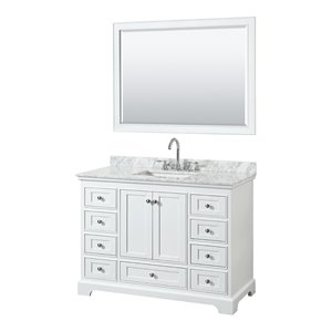 Wyndham Collection Deborah 48&quot Marble Top Wood Single Bathroom Vanity in White