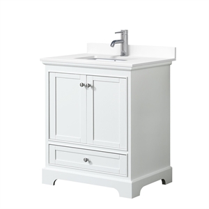 Wyndham Collection Deborah 30&quot Wood Single Bathroom Vanity in White/Chrome