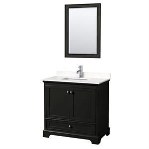 Wyndham Collection Deborah 36&quot Carrara & Wood Single Bathroom Vanity in Espresso