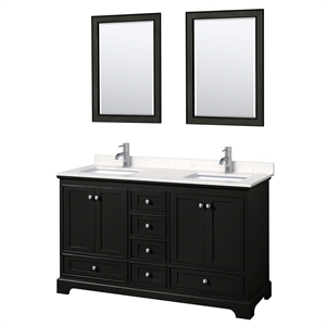 Wyndham Collection Deborah 60&quot Marble Double Bathroom Vanity in Dark Espresso