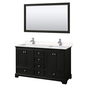 Wyndham Collection Deborah 60&quot Marble Double Bathroom Vanity in Espresso/Chrome