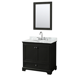 Wyndham Collection Deborah 36&quot Oval Sink Wood Single Bathroom Vanity in Espresso