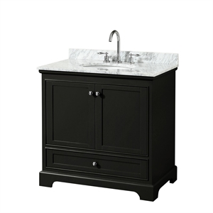 Wyndham Collection Deborah 36&quot No-Mirror Wood Single Bathroom Vanity in Espresso