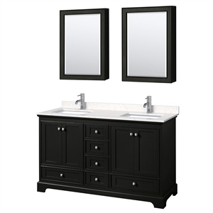 Wyndham Collection Deborah 60&quot Cabinets Wood Double Bathroom Vanity in Espresso