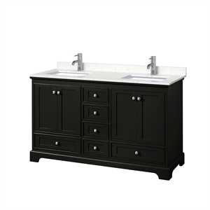 Wyndham Collection Deborah 60&quot No Mirror Wood Double Bathroom Vanity in Espresso