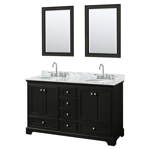 Wyndham Collection Deborah 60&quot Mirrors Wood Double Bathroom Vanity in Espresso