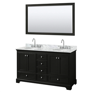 Wyndham Collection Deborah 60&quot Mirror Wood Double Bathroom Vanity in Espresso