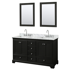 Wyndham Collection Deborah 60&quot Marble Double Bathroom Vanity in Chrome/Espresso