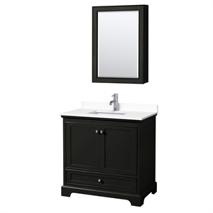 Wyndham Collection Deborah 36&quot Wood Single Bathroom Vanity in Espresso/Chrome