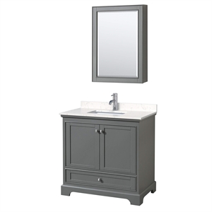 Wyndham Collection Deborah 36&quot Light Vein Wood Single Bathroom Vanity in Gray