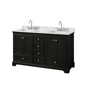 Wyndham Collection Deborah 60&quot Metal Double Bathroom Vanity in Espresso/White