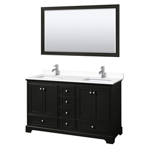 Wyndham Collection Deborah 60&quot Wood Double Bathroom Vanity in Espresso/White