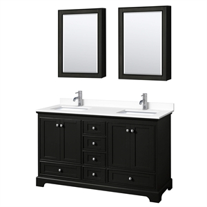 Wyndham Collection Deborah 60&quot Wood Double Bathroom Vanity in Dark Espresso