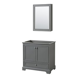 Wyndham Collection Deborah 36&quot Metal & Wood Single Bathroom Vanity in Dark Gray