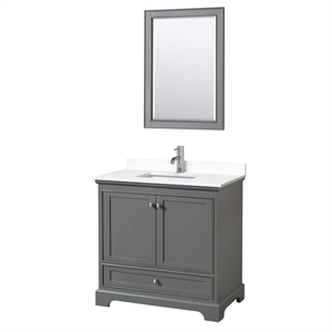 Wyndham Collection Deborah 36&quot Metal & Plywood Single Bathroom Vanity in Gray