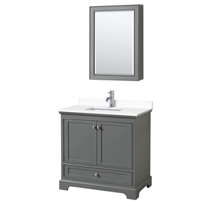 Wyndham Collection Deborah 36&quot Wood Single Bathroom Vanity in Gray/Chrome