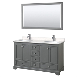 Wyndham Collection Deborah 60&quot Light Vein Wood Double Bathroom Vanity in Gray