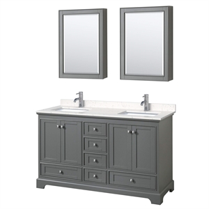 Wyndham Collection Deborah 60&quot Cabinets Wood Double Bathroom Vanity in Dark Gray