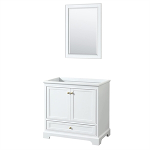 Wyndham Collection Deborah 36&quot No Sink Wood Single Bathroom Vanity in White/Gold